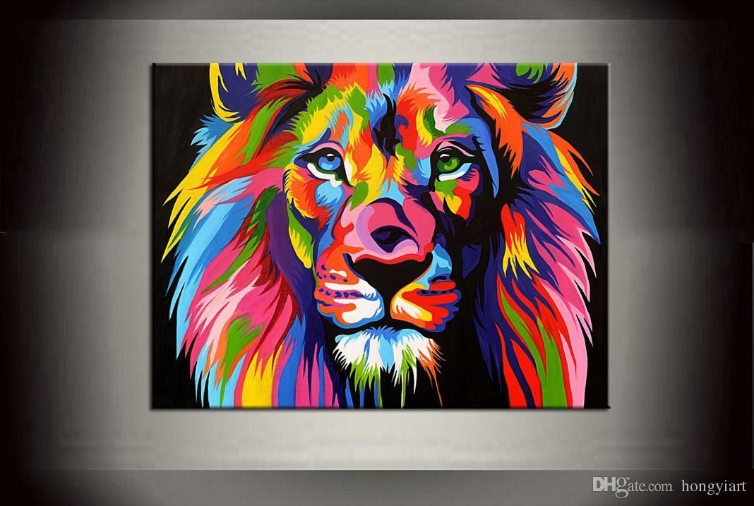 2018 Dazzle Colour Lion Painting Pictures Abstract Art Quality Intended For Abstract Lion Wall Art (View 8 of 20)