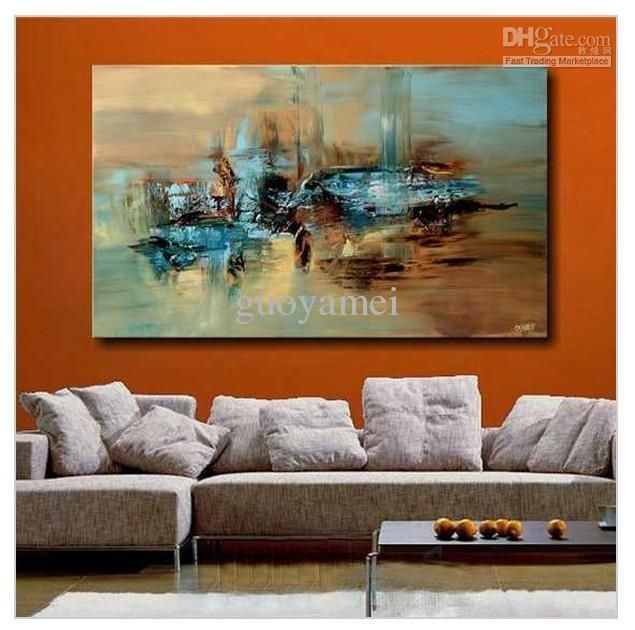 2018 Handmade Large Modern Abstract Oil Painting Wall Art On With Large Framed Abstract Wall Art (View 1 of 20)