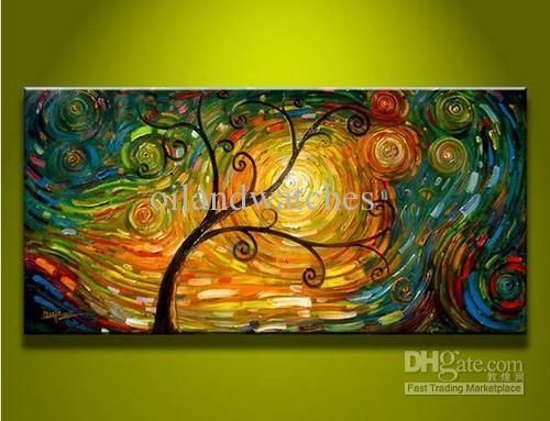 2018 Modern Abstract Canvas Art Oil Painting Tree Art #15695 From With Regard To Modern Abstract Wall Art Painting (Photo 10 of 20)
