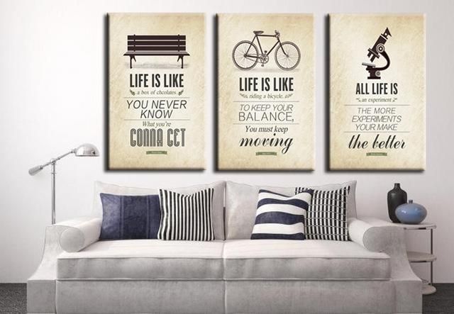 3 Pcs Modern Minimalist Bedroom Wall Art Black White Motivational Throughout Large Canvas Wall Art Quotes (View 7 of 20)