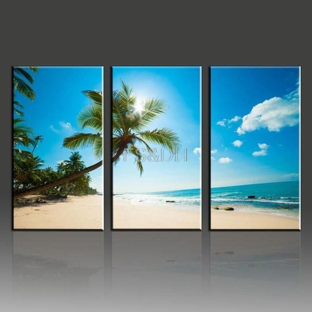 3 Piece Canvas Wall Art Abstract Sets,beach Waves Pictures,beach Within Beach Canvas Wall Art (View 3 of 20)