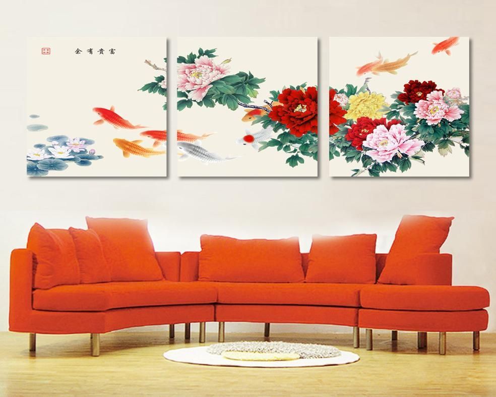 3 Piece Canvas Wall Art Koi Fish Wall Art Paintings For Living In Koi Canvas Wall Art (View 4 of 20)