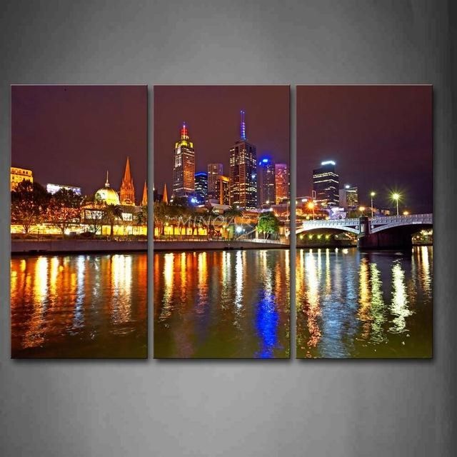 3 Piece Wall Art Painting Melbourne City Is Very Busy Print On Intended For Melbourne Canvas Wall Art (View 7 of 20)