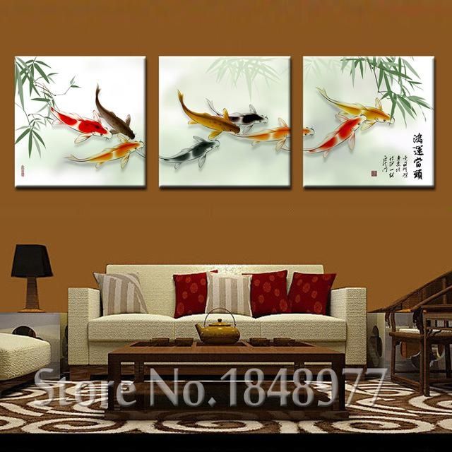 3 Pieces Coudros Home Decoration Printed On Canvas Wall Art With Koi Canvas Wall Art (View 1 of 20)