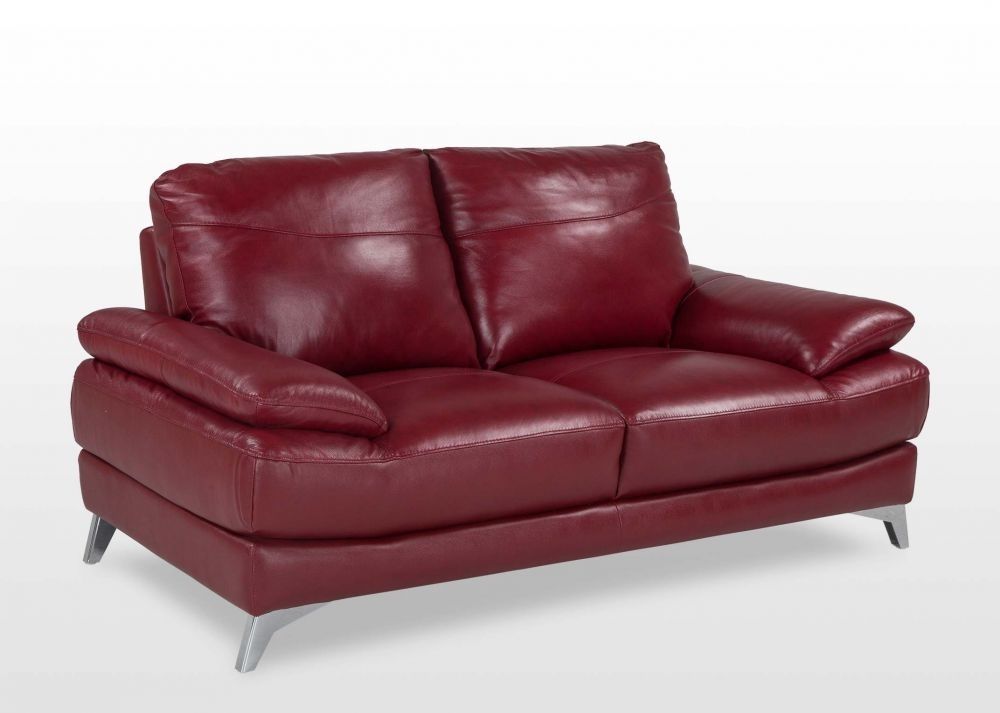 3 Seater Rubin Red Leather Sofa – Ruby – Ez Living Furniture In Red Leather Sofas (View 3 of 10)