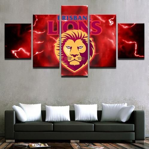 5 Panel Brisbane Lions Canvas Wall Art | Welcome To Canvas Print Regarding Brisbane Canvas Wall Art (Photo 10 of 20)