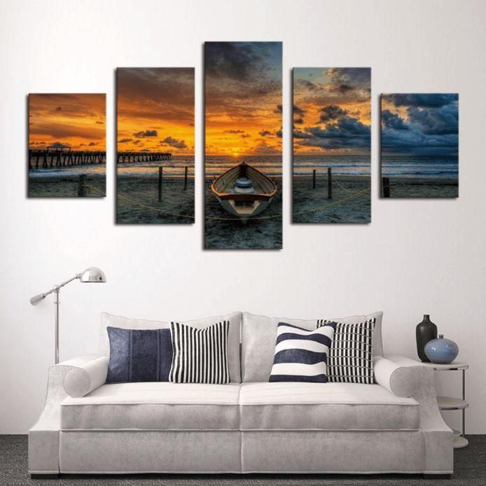 5 Panel "the Ashton Boat" Canvas Wall Art | Wall Canvas, Canvases Intended For Canvas Wall Art Of Perth (View 4 of 20)