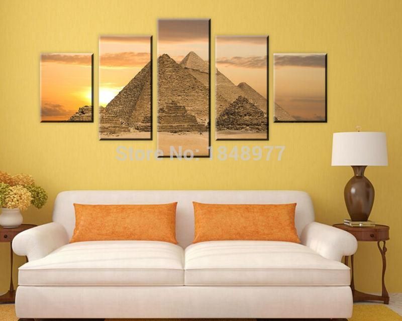 5 Piece The Most Mysterious Tomb Egyptian Pyramids Canvas Wall Art Within Egyptian Canvas Wall Art (View 7 of 20)