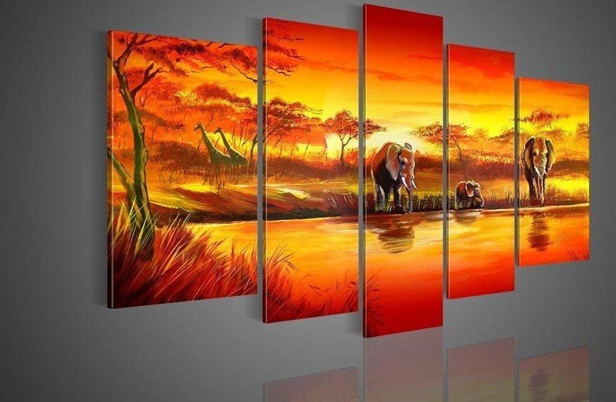 5123 Handpainted 5 Piece Modern Oil Painting On Canvas Wall Art Pertaining To Oil Paintings Canvas Wall Art (View 16 of 20)
