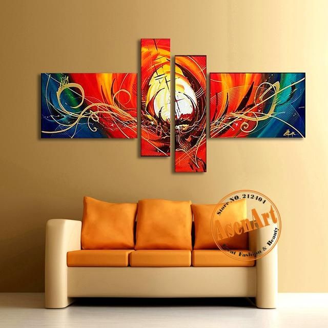 Abstract Canvas Oil Painting Handmade Modern Abstract Wall Art Throughout Modern Abstract Wall Art Painting (Photo 3 of 20)