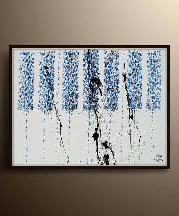 Abstract Piano Keyboard 47" Original Oil Painting ,navy Blue Color Inside Abstract Piano Wall Art (View 4 of 20)