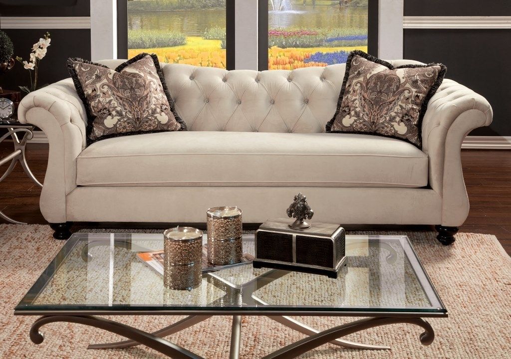 Antoinette Traditional Ivory Premium Fabric Sofa Couch – Shop For In Traditional Sofas (View 6 of 10)