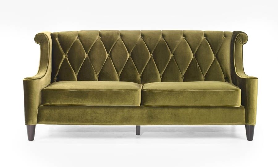 Barrister Retro Sofa In Mid Century Modern Green Velvet In Retro Sofas (View 3 of 10)