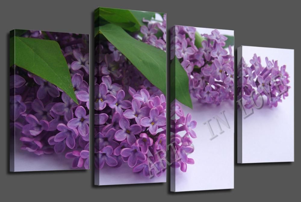 Beautiful Purple Flower Canvas Wall Art For Living Or Bedroom In Purple Flowers Canvas Wall Art (View 6 of 20)