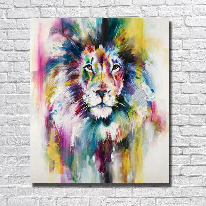 Big Size Handpainted New Abstract Lion Oil Painting On Canvas Pertaining To Abstract Lion Wall Art (View 17 of 20)