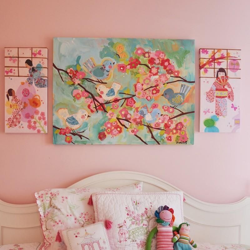 Birdies And Branches Canvas Wall Artoopsy Daisy For Girl Canvas Wall Art (View 13 of 20)