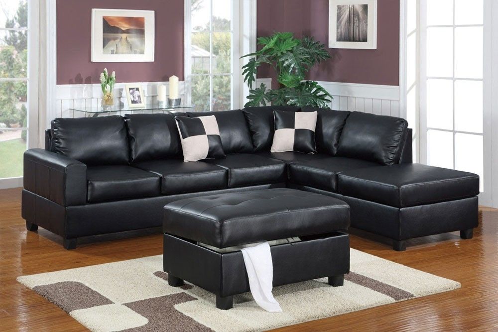 Black Leather Sectional With Ottoman For Black Leather Sectionals With Ottoman (View 1 of 10)