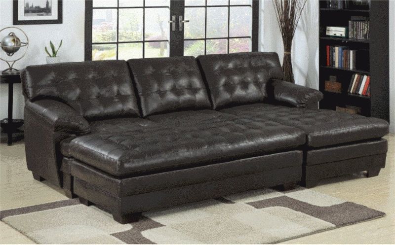 Brooks Brown Leather Sectional 9739 Homelegance With Leather Sectionals With Ottoman (View 5 of 10)