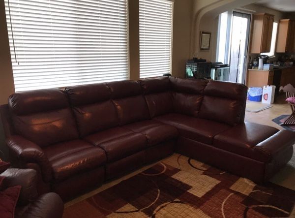 Burgundy Leather Sectional Sofa (Furniture) In Elk Grove, Ca – Offerup Within Elk Grove Ca Sectional Sofas (View 1 of 10)