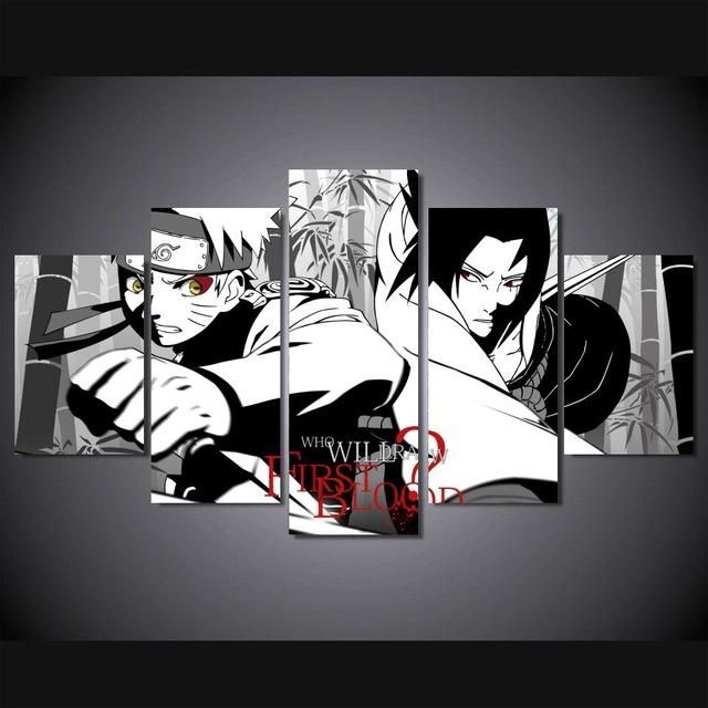 Canvas Wall Art Anime Naruto Sasuke Poster Print 5 Pieces Home Pertaining To Anime Canvas Wall Art (View 20 of 20)