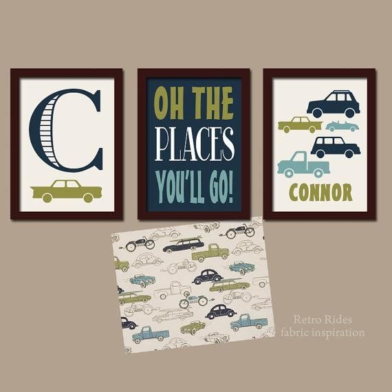 Cars Wall Art Canvas Or Prints Retro Rides Decor Baby Boy In Cars Theme Canvas Wall Art (View 9 of 20)