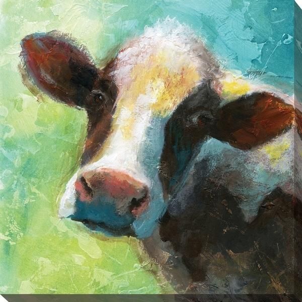 Colorful Quirky Cow' Giclee Stretched Canvas Wall Art – Free In Quirky Canvas Wall Art (View 1 of 20)