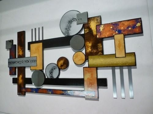 Contemporary Geometric Abstract Wood Metal Mirror Wall Sculpture Intended For Geometric Modern Metal Abstract Wall Art (View 1 of 20)