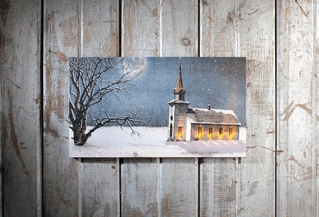 Cool 60+ Lighted Canvas Wall Art Design Ideas Of Church In Winter Throughout Lighted Canvas Wall Art (View 11 of 20)