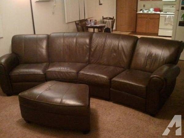 Curved Reclining Leather Sofa W/ Ottoman – For Sale In Plover Pertaining To Curved Recliner Sofas (View 4 of 10)
