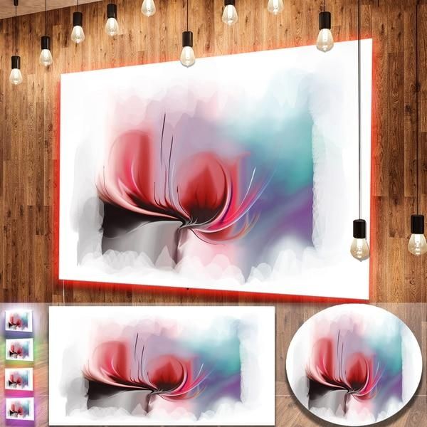 Designart 'red Abstract Flower Illustration' Extra Large Flower Regarding Abstract Flower Metal Wall Art (View 14 of 20)