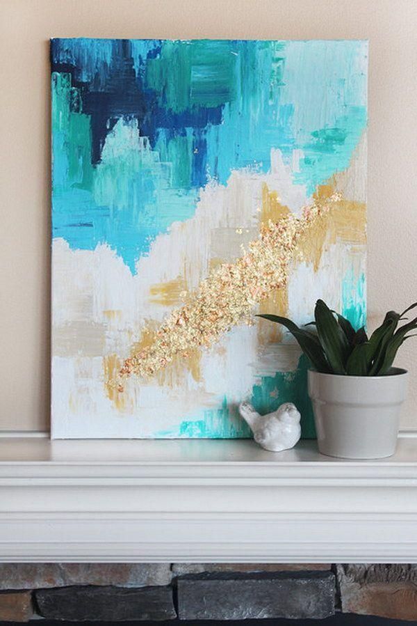 Easy Diy Abstract Art – I Would Use Silver Glitter Instead For Abstract Art Wall Hangings (View 16 of 20)