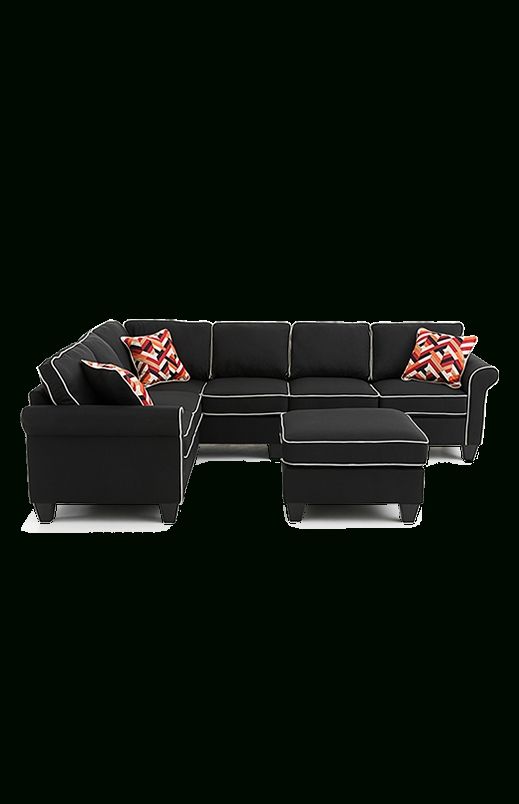 Fabric Sectional Sofa With Ottoman – Black – 00370901 | Economax Within Economax Sectional Sofas (View 8 of 10)
