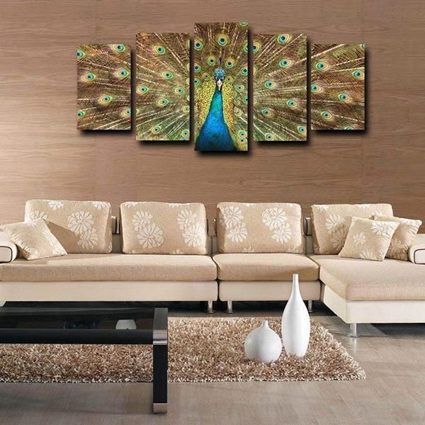 Factory Source Framed Canvas Print For Living Room Big Peacock Intended For Johannesburg Canvas Wall Art (View 7 of 20)