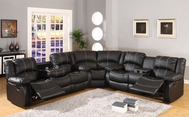 Faux Leather Reclining Motion Sectional Sofa W/ Storage Console For Motion Sectional Sofas (View 8 of 10)