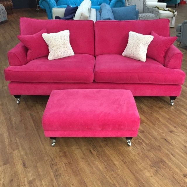 Florence Large Sofa And Footstool In Vogue Hot Pink Http://www Inside Florence Large Sofas (Photo 33769 of 35622)
