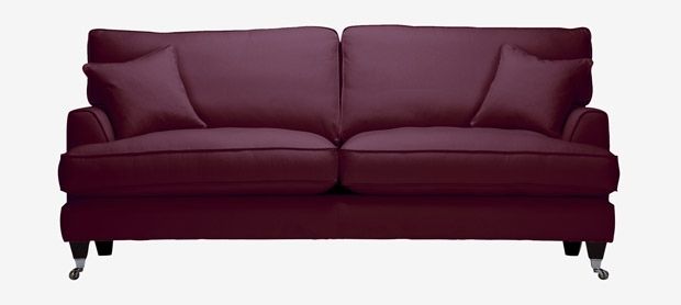 Florence Large Sofa With Fixed Covers In House Velvet Burgundy Within Florence Large Sofas (Photo 33775 of 35622)