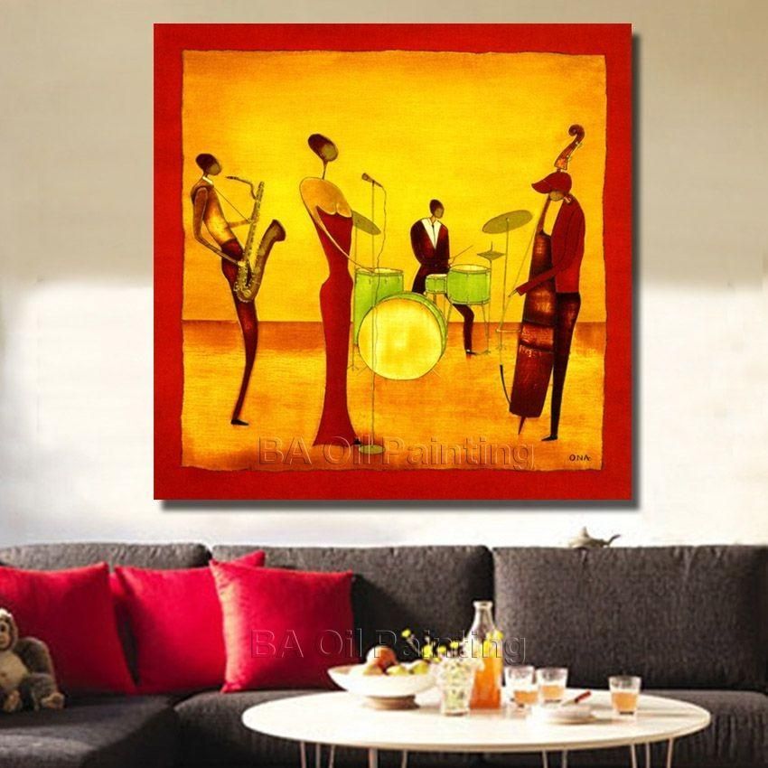 Free Shipping Handpainted Abstract Jazz Band Oil Painting On For Abstract Jazz Band Wall Art (Photo 4 of 20)