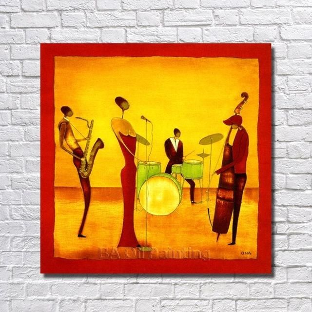 Free Shipping Handpainted Abstract Jazz Band Oil Painting On Inside Abstract Jazz Band Wall Art (View 2 of 20)