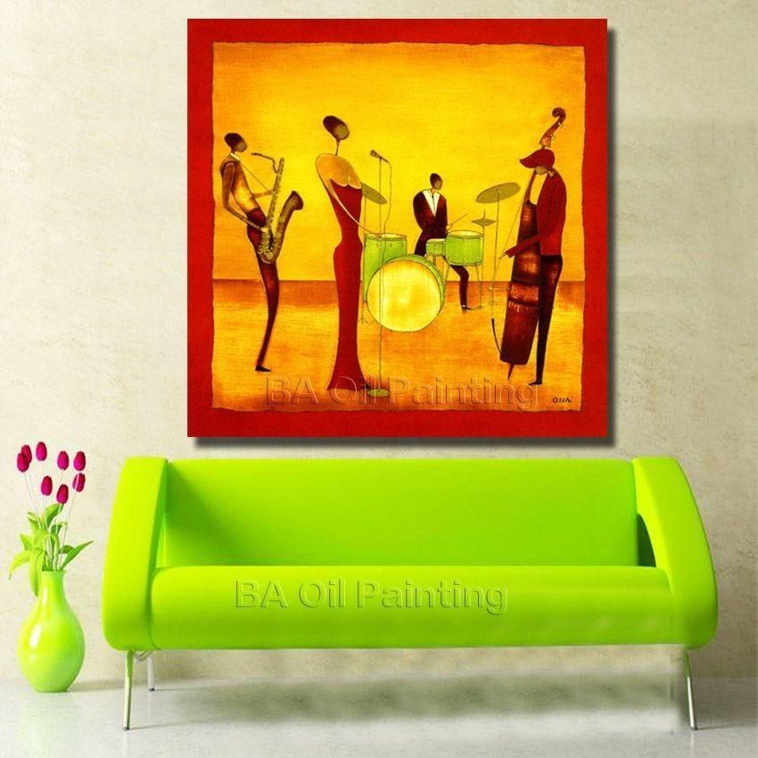 Free Shipping Handpainted Abstract Jazz Band Oil Painting On Pertaining To Abstract Jazz Band Wall Art (Photo 14 of 20)