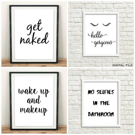 Girly Bathroom Decor, Bathroom Wall Quotes, Girly Gifts, Get Naked For Canvas Wall Art Funny Quotes (View 16 of 20)