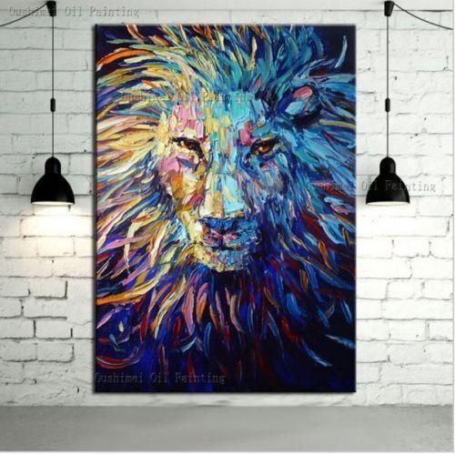 Hand Painted Canvas Oil Painting Abstract Lion Wall Art Paintings Regarding Abstract Lion Wall Art (View 1 of 20)