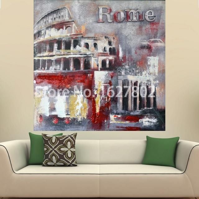 Hand Painted Mordern Abstract Handpainted Rome City Oil Painting Pertaining To Canvas Wall Art Of Rome (View 1 of 20)