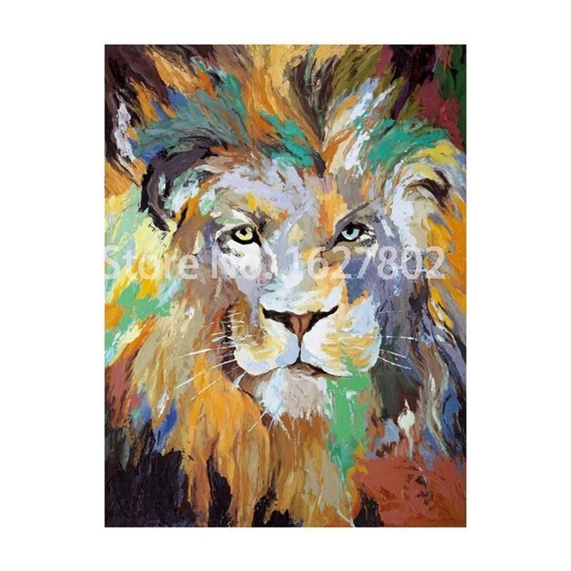 Handpainted Modern Abstract Lion Wall Art Oil Painting On Canvas Regarding Abstract Lion Wall Art (View 10 of 20)