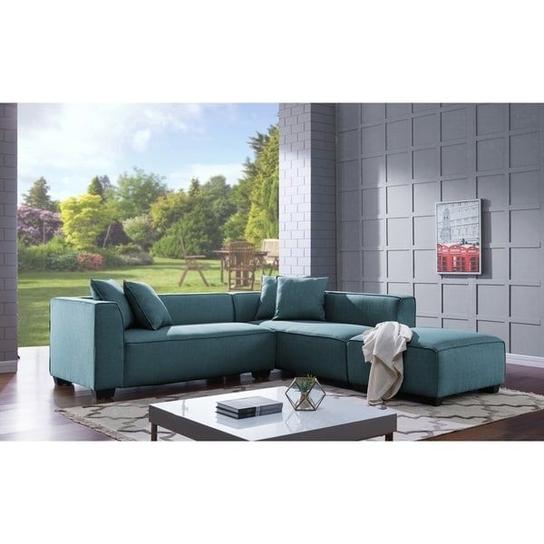Handy Living Phoenix Blue Sectional Sofa With Ottoman – Free Inside Phoenix Sectional Sofas (View 10 of 10)