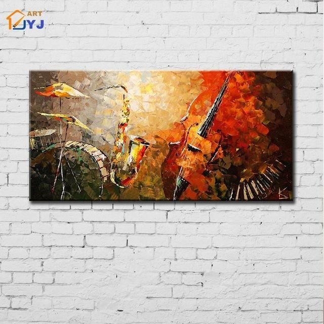 Jazz Band Wall Art Wall Picture For Living Room Hand Painted With Abstract Jazz Band Wall Art (Photo 5 of 20)
