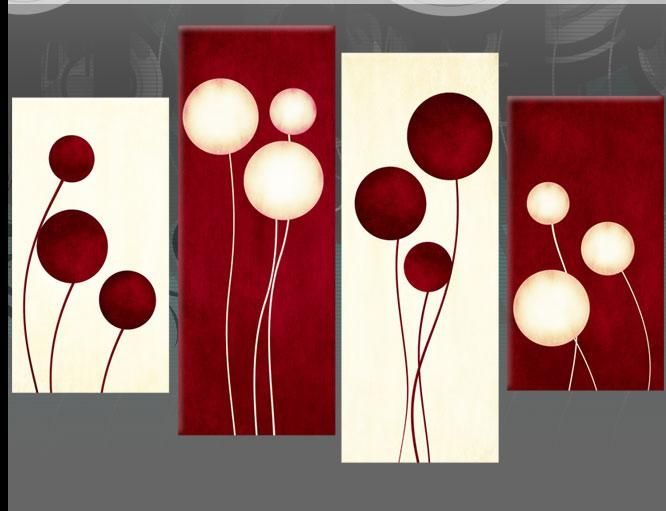 Large Dark Red And Cream Abstract Circles Canvas Pictures Split With Regard To Red Canvas Wall Art (View 1 of 20)