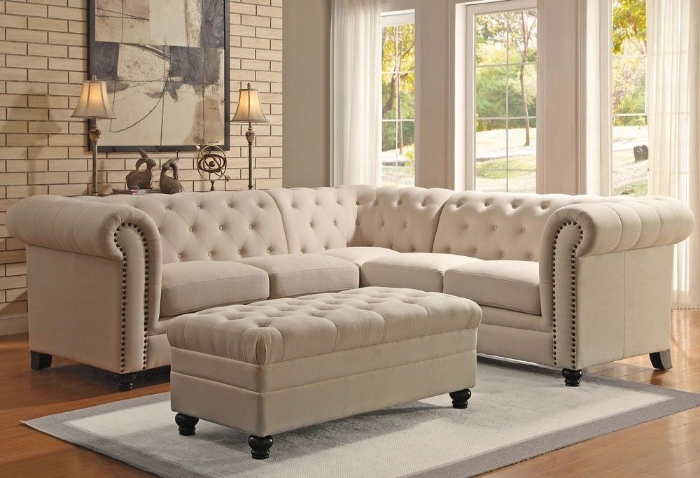 Linen Fabric Sectional Sofa Throughout Fabric Sectional Sofas (View 3 of 10)