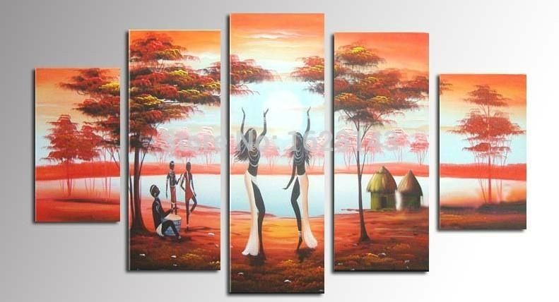 Modern Landscape Canvas Oil Painting Hand Made Indian Dancing Inside India Abstract Wall Art (View 17 of 20)