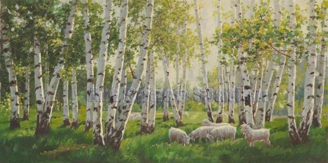 No Frame Large Landscape Oil Painting Impressionist White Birch Throughout Birch Trees Canvas Wall Art (View 18 of 20)
