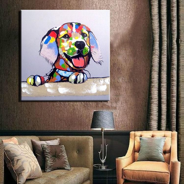 Online Get Cheap Textured Oil Paintings  Aliexpress | Alibaba With Regard To Dogs Canvas Wall Art (Photo 7 of 20)